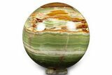 Polished Green Banded Calcite Sphere - Pakistan #264751-1